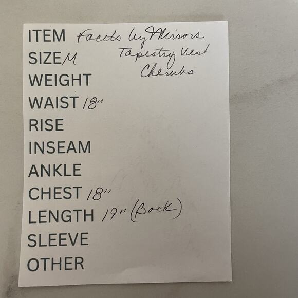 Facets by Mirrors Vintage Tapestry Vest Women M Black Cherubs Angels Satin Back - Picture 7 of 7